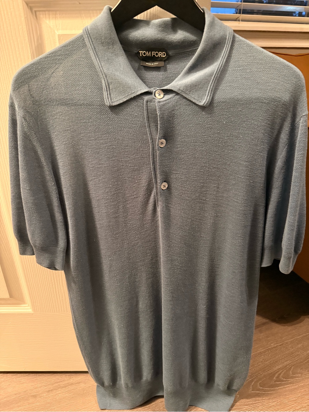 Tom Ford Silk Light Blue Short-Sleeve Polo